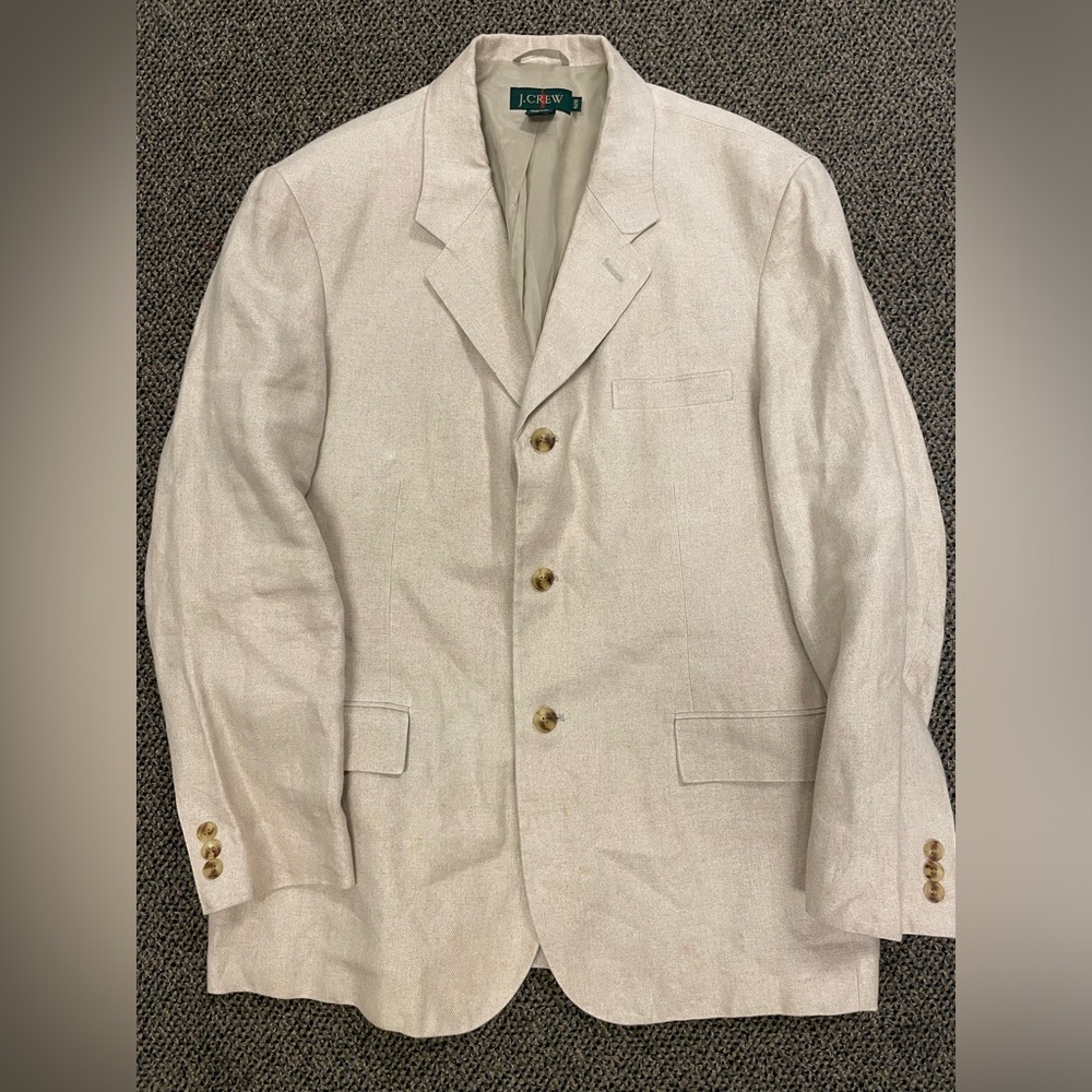 J. CREW Vintage Oarsman 3-Button Notch Lapel Linen Jacket in Natural Size 42 R
